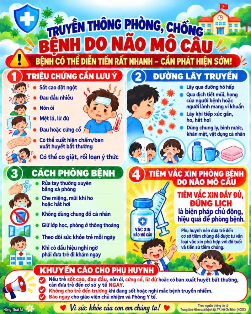 🚨 CẢNH BÁO: CHỦ ĐỘNG PHÒNG CHỐNG BỆNH DO NÃO MÔ CẦU TẠI TRƯỜNG HỌC VÀ GIA ĐÌNH — ảnh 1/3